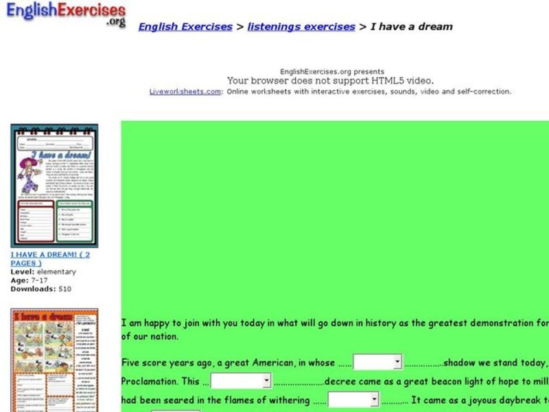 English Exercises: Listening Interactive