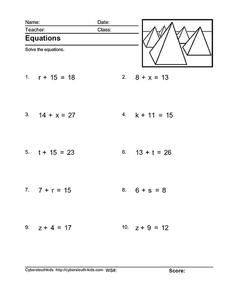Equations 2 Worksheet