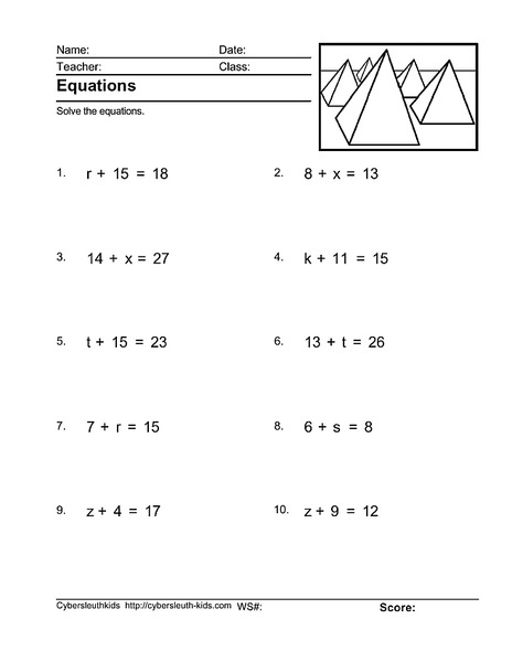 Equations 2 Worksheet