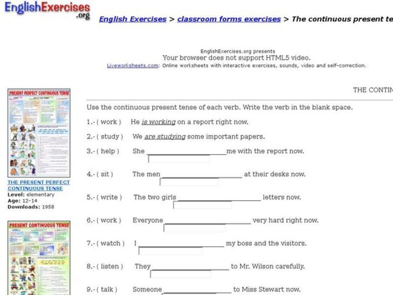 The Continuous Present Tense Interactive