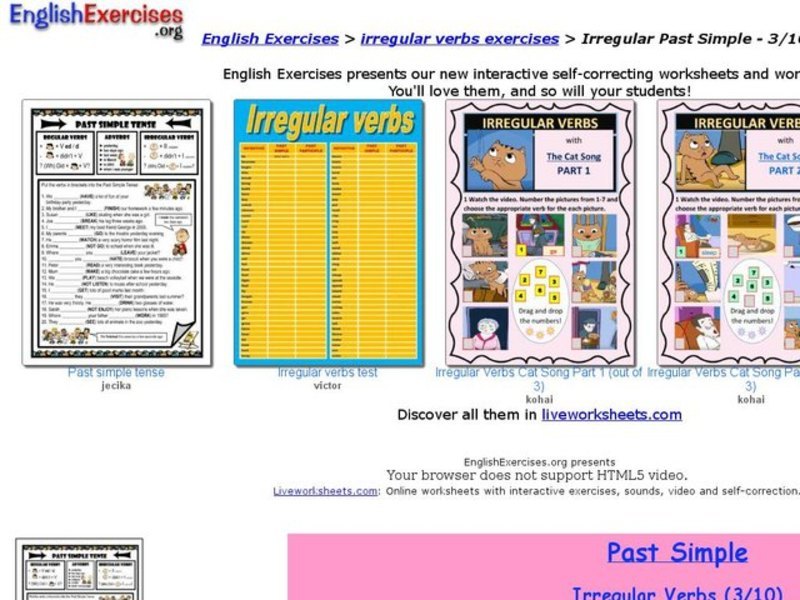 ESL: Irregular Verbs-Past Simple Interactive