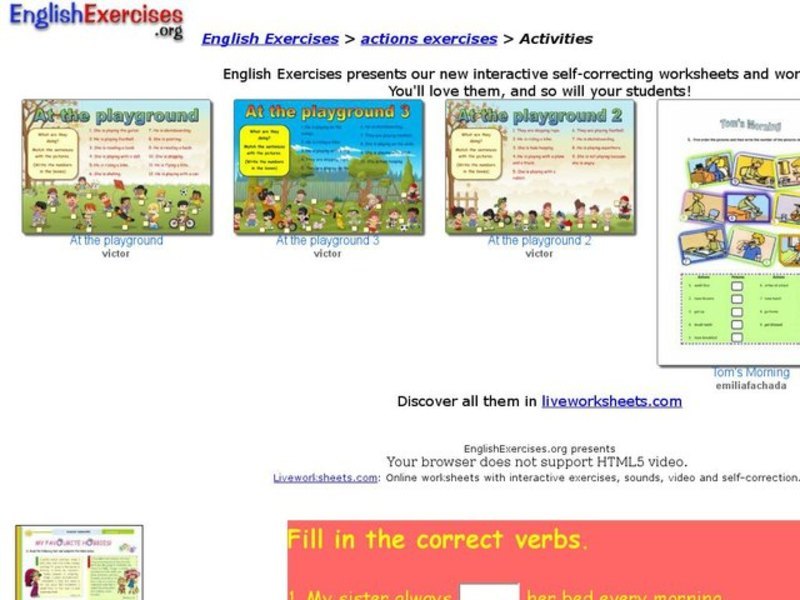 Actions Exercises Interactive