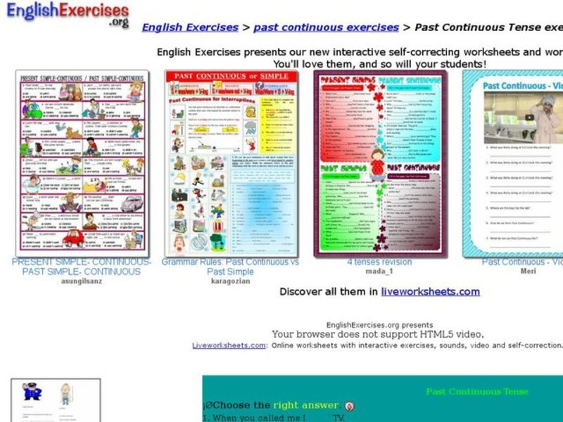 Past Continuous Tense Exercise Interactive