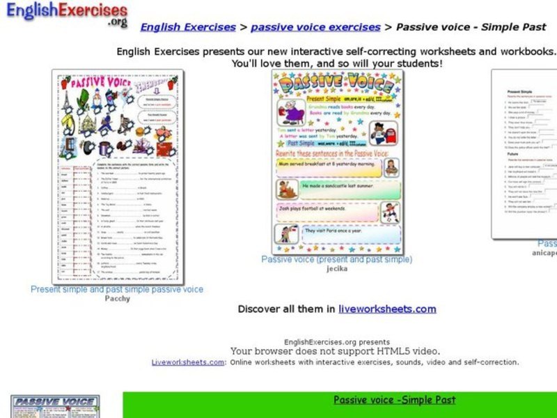 English Exercises Passive Voice Interactive