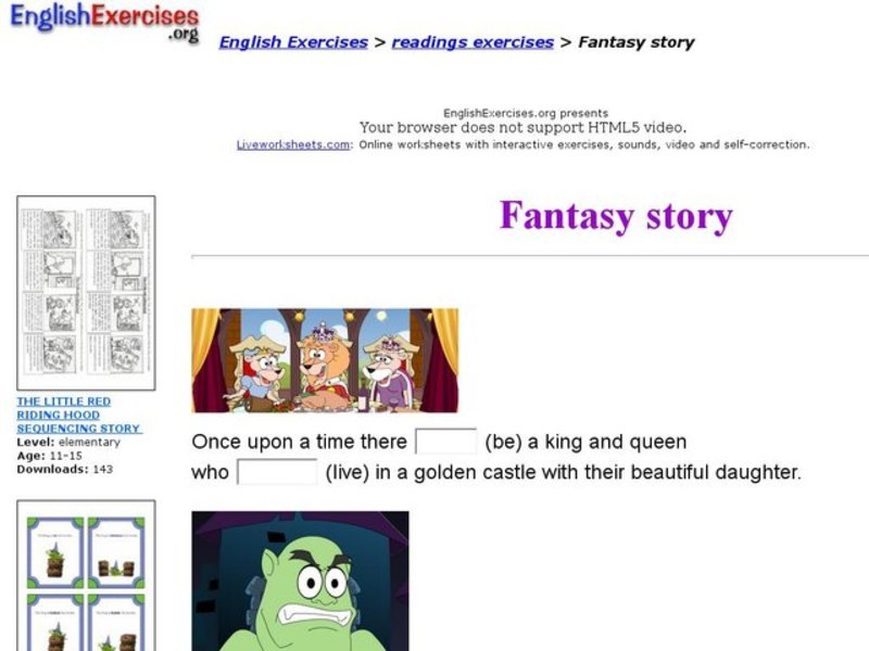 ESL Reading Comprehension-Fantasy Story Interactive