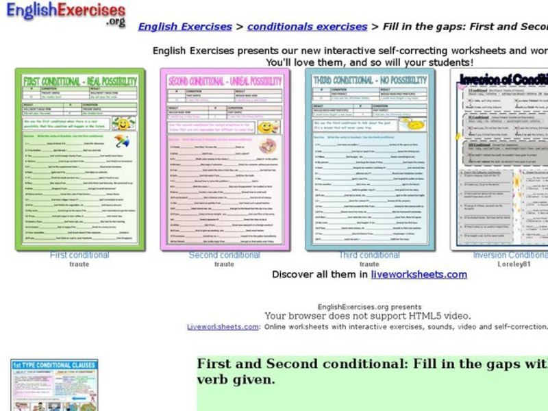 Fill in the Gaps: First and Second Conditional Interactive