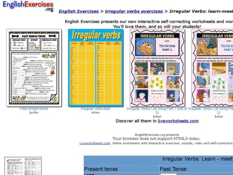Irregular Verbs: Learn - Meet Interactive