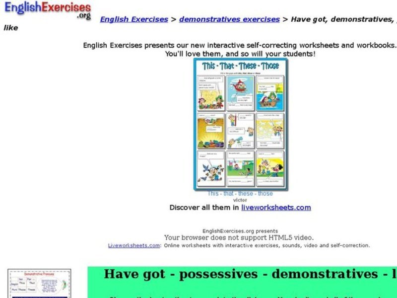 Demonstratives Exercise Interactive