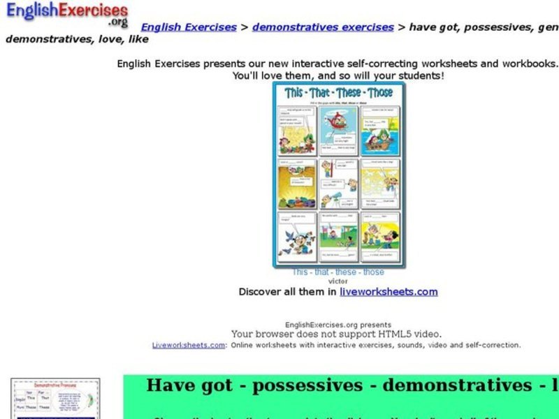 Have Got, Possessives, Genitive, Demonstratives, Love, Like Interactive
