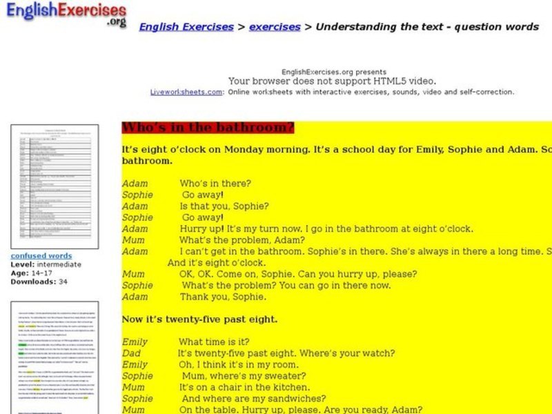 Understanding the Text - Question Words Interactive