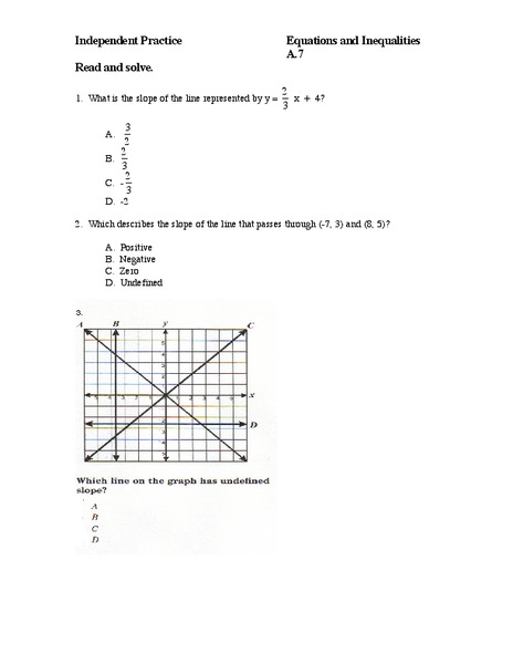 Equations and Inequalities Worksheet