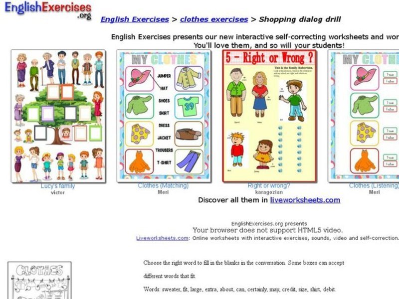 Shopping Dialog Drill Interactive