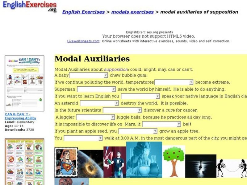 English Exercises: Modals Exercises Interactive
