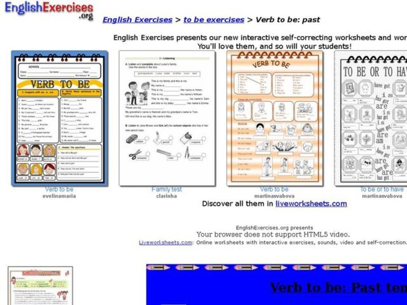 Verb To Be: Past Tense Interactive