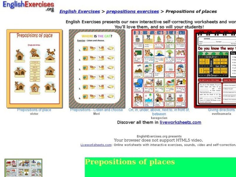 Prepositions of Places Interactive