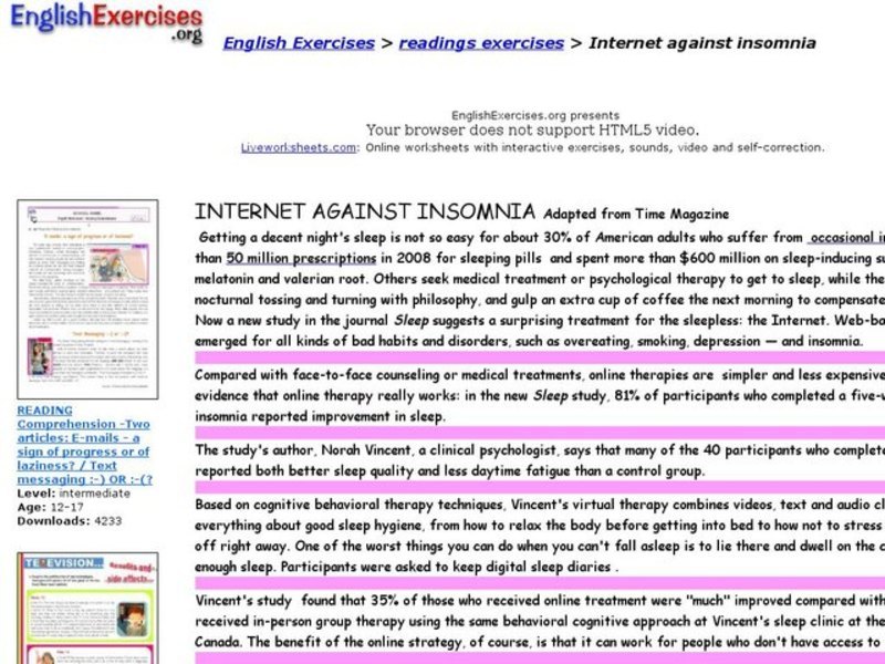 Internet against Insomnia Interactive