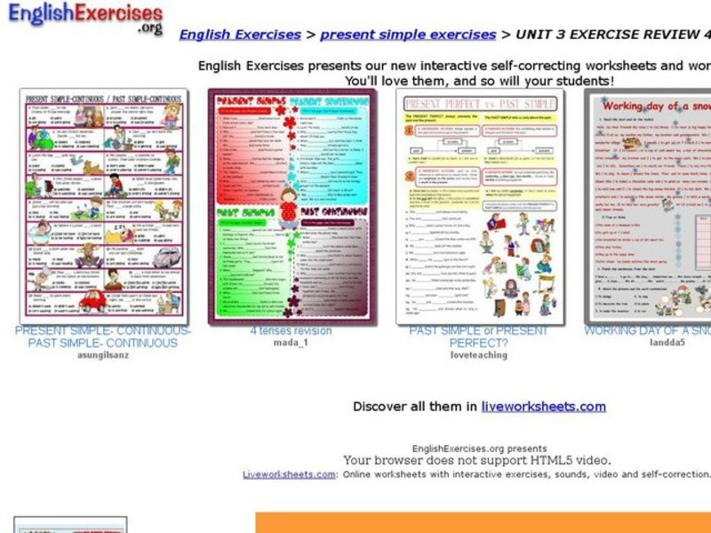 Present Simple Exercise Review, 3rd Grade Interactive