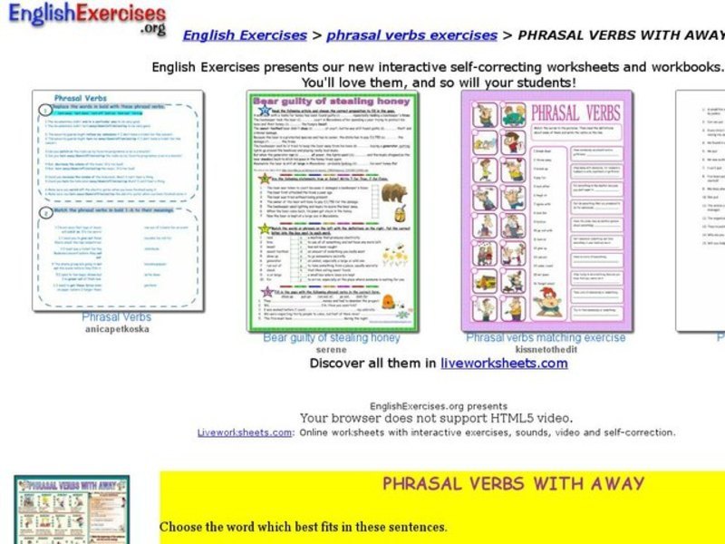 Phrasal Verbs With Away Interactive