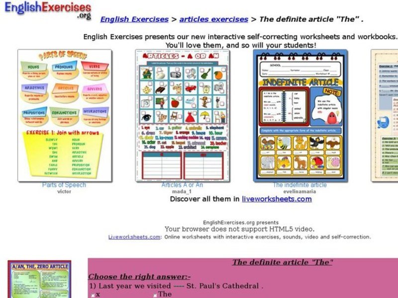 The Definite Article, "The" Interactive