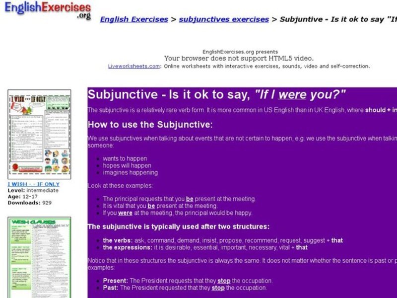 Subjuntives Interactive