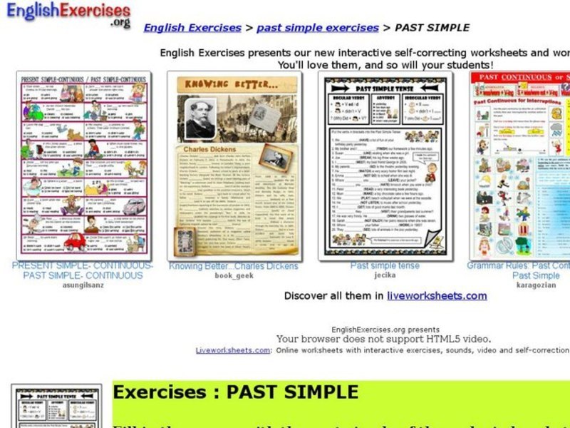 English Exercises: Past Simple Exercises Interactive