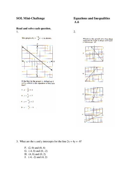 Equations and Inequalities Worksheet