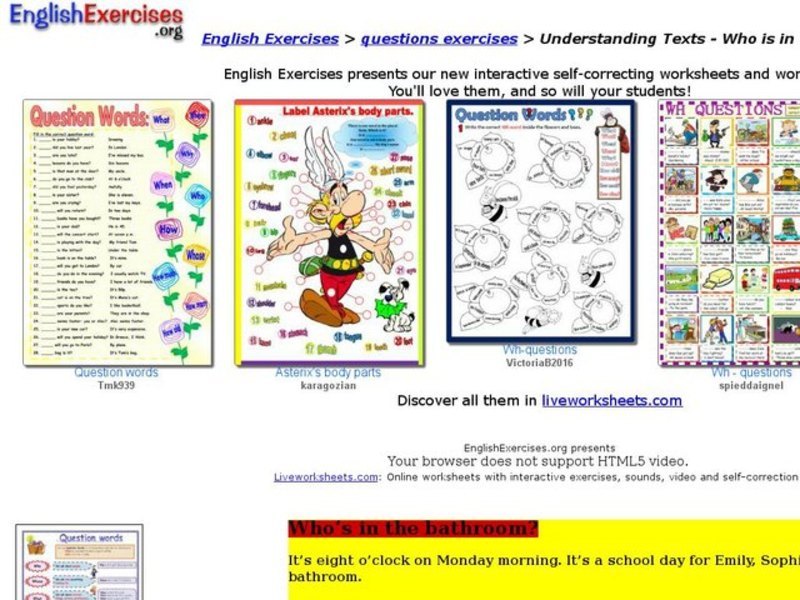 Understanding Texts - Who Is in the Bathroom? Interactive
