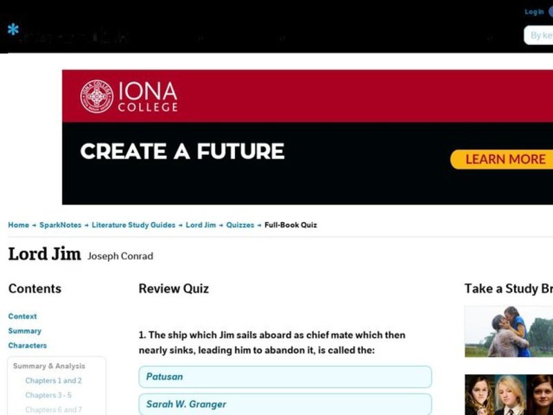 Lord Jim Review Quiz Interactive