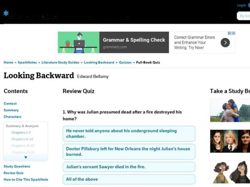 Looking Backward Review Quiz Interactive