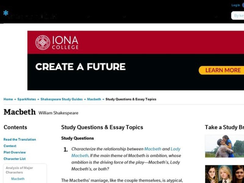 Macbeth by William Shakespeare: Study Guide - Mini Essays Study Guide