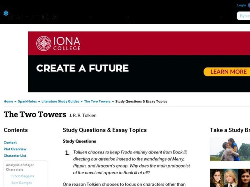 The Two Towers by J. R. R. Tolkien: Study Guide - Mini Essays Study Guide