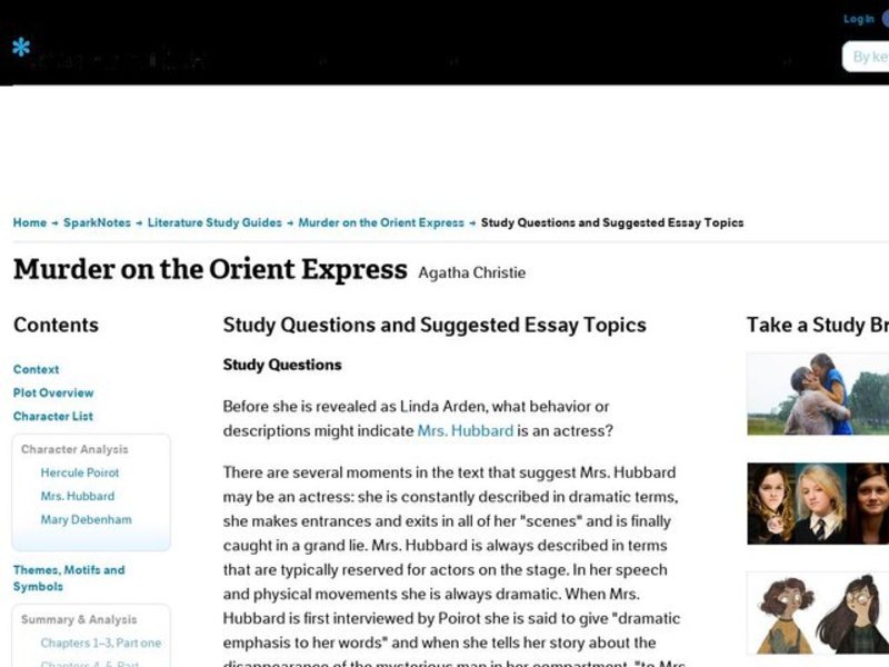 Murder on the Orient Express Study Questions and Suggested Essay Topics Interactive