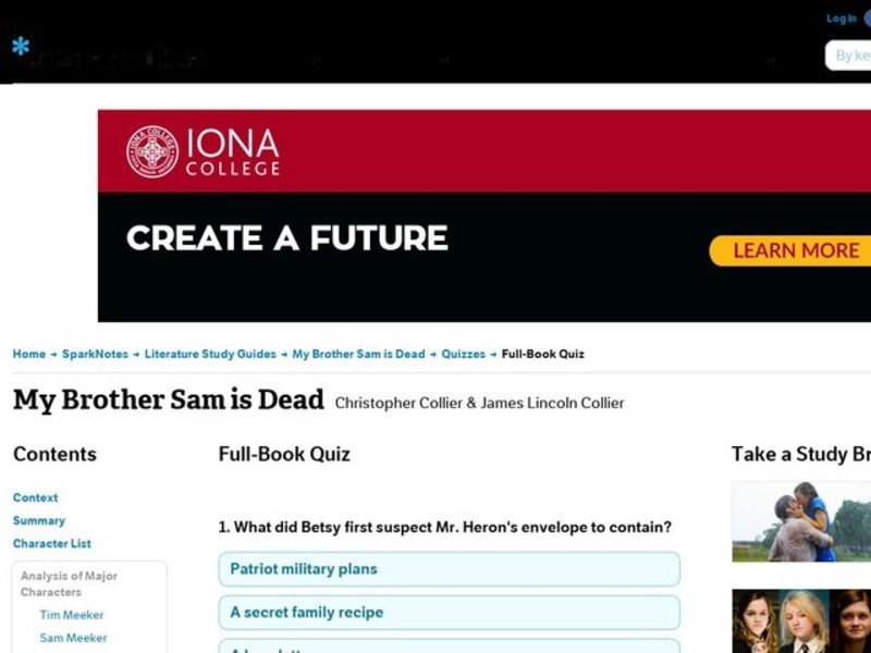 My Brother Sam is Dead Quiz Interactive