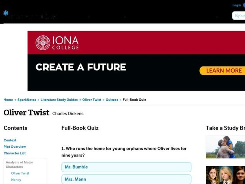 Oliver Twist Quiz Interactive