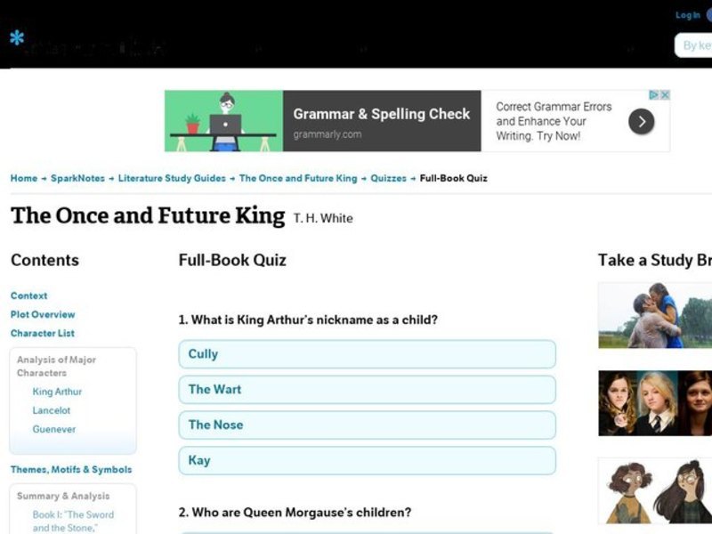 The Once and Future King Quiz Interactive