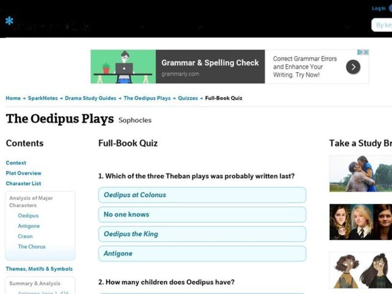 The Oedipus Plays Quiz Interactive