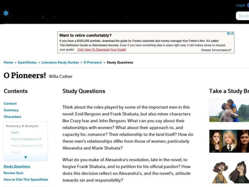 O Pioneers! Study Questions Interactive