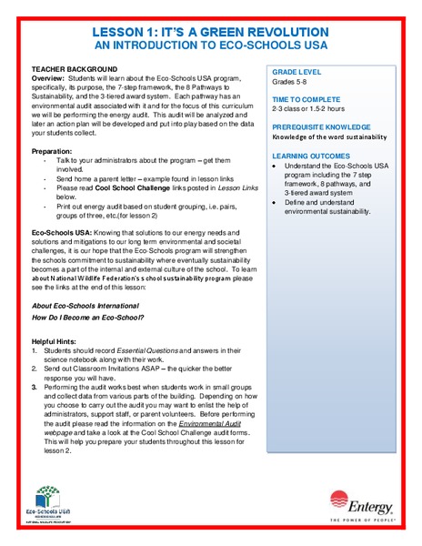 It's a Green Revolution: An Introduction to Eco-Schools USA Lesson Plan