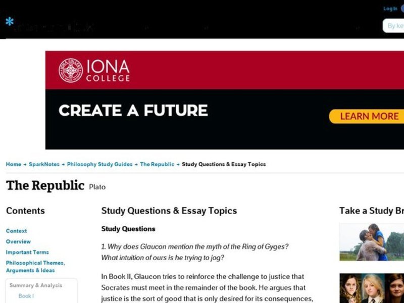 The Republic Study Questions & Essay Topics Interactive