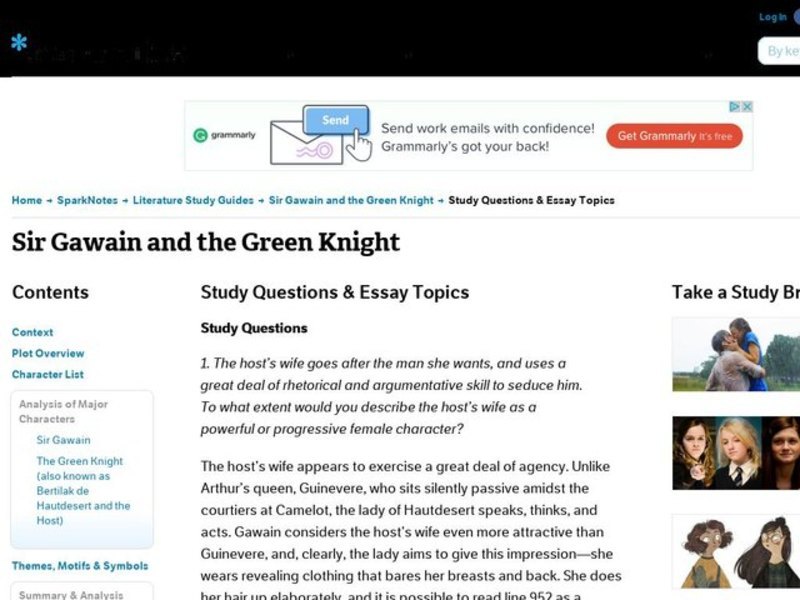 Sir Gawain and the Green Knight by Literature: Study Guide - Mini Essays Study Guide