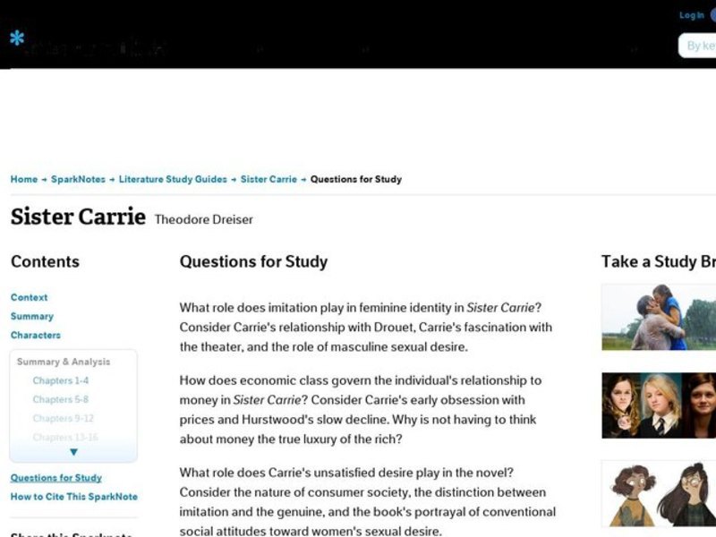 Sister Carrie Questions for Study Interactive