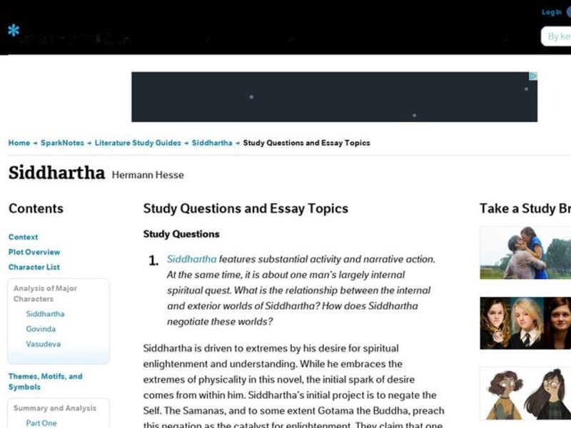 Siddhartha by Hermann Hesse: Study Guide - Mini Essays Study Guide