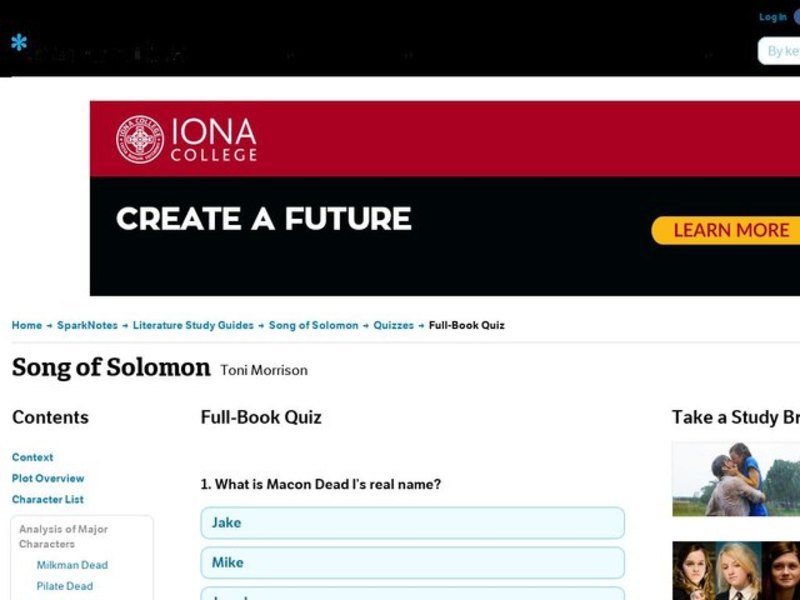 Song of Solomon Quiz Interactive
