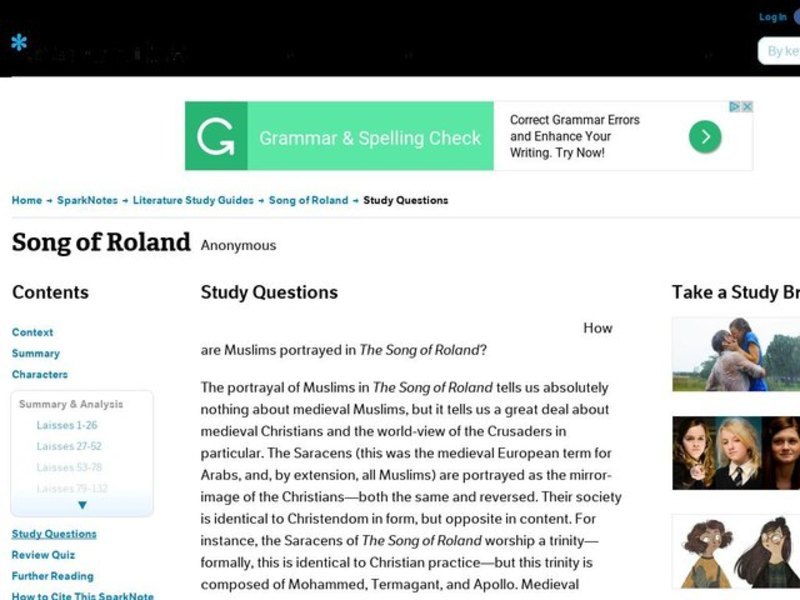 Song of Roland: Study Guide - Mini Essays Study Guide