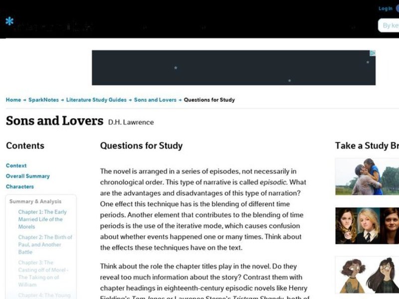 Sons and Lovers Questions for Study Interactive