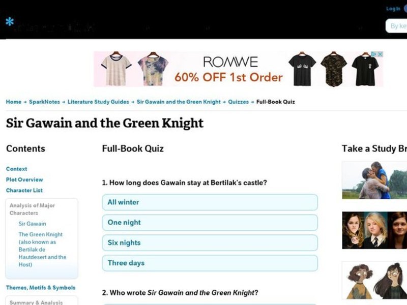 Sir Gawain and the Green Knight Quiz Interactive