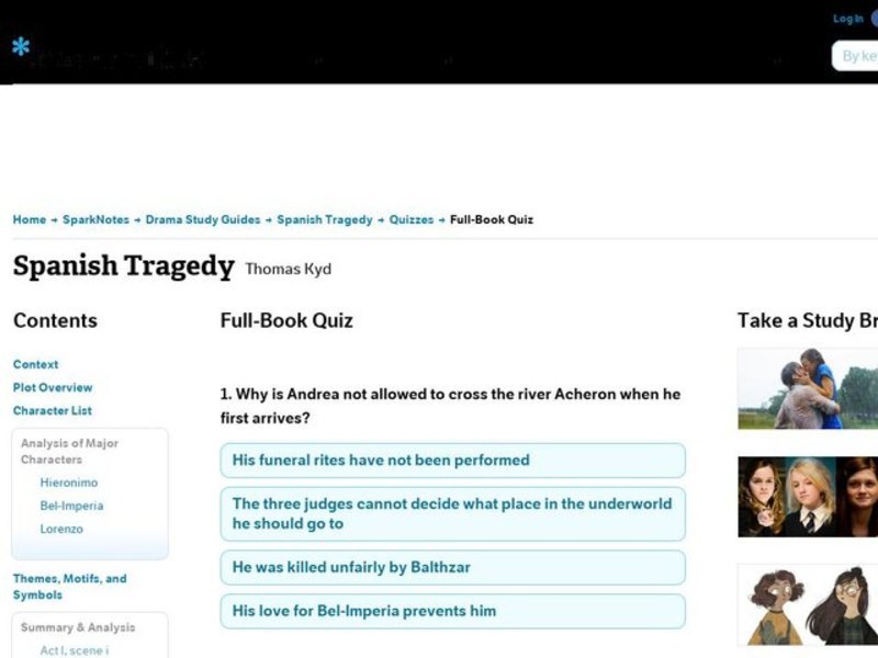 Spanish Tragedy Quiz Interactive