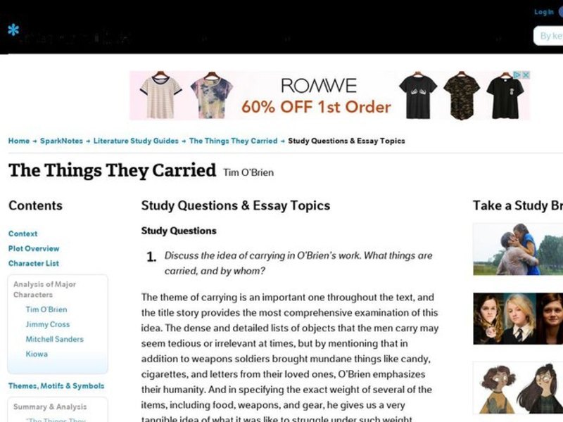 The Things They Carried by Tim O'Brien: Study Guide - Mini Essays Study Guide