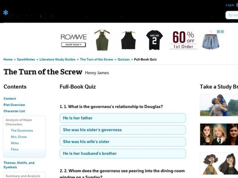 The Turn of the Screw Quiz Interactive