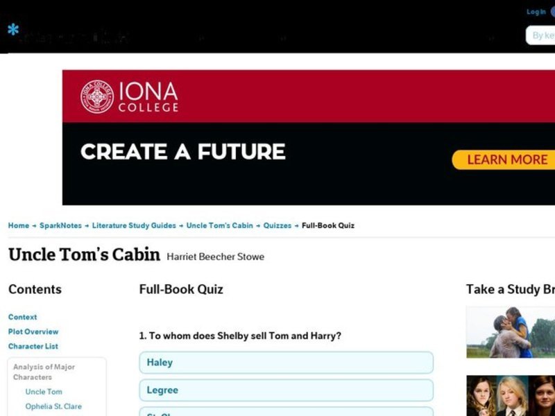 Uncle Tom's Cabin Quiz Interactive